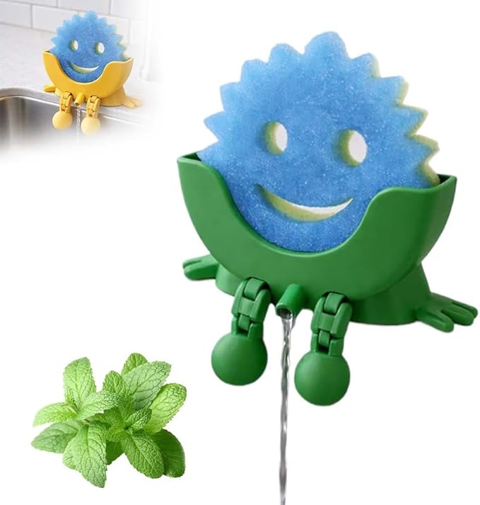 Cute Smiling Sponge Holder With Drainage