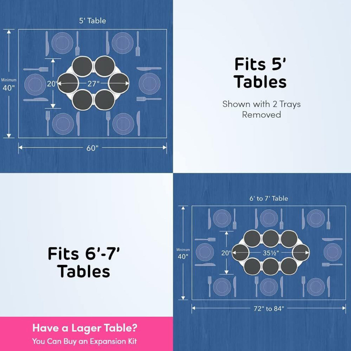 Expandable rotating tray