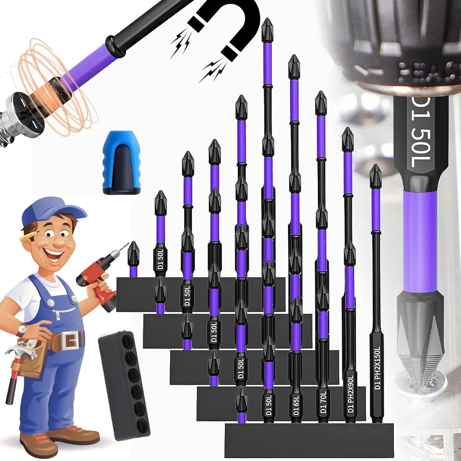 ® 6 pieces Magnetic Shockproof Batch Bits