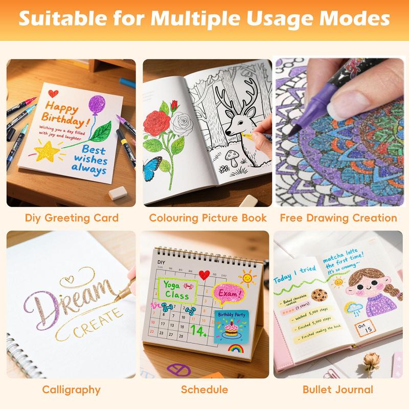 Glitter Markers Dual Tip Set