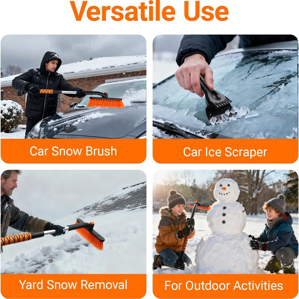 3-in-1 Extendable Snow Brush Ice Scraper