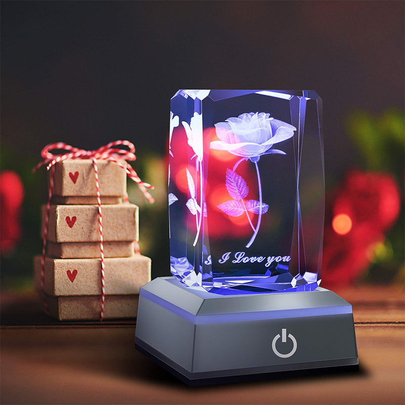 3D Rose Crystal Night Lamp
