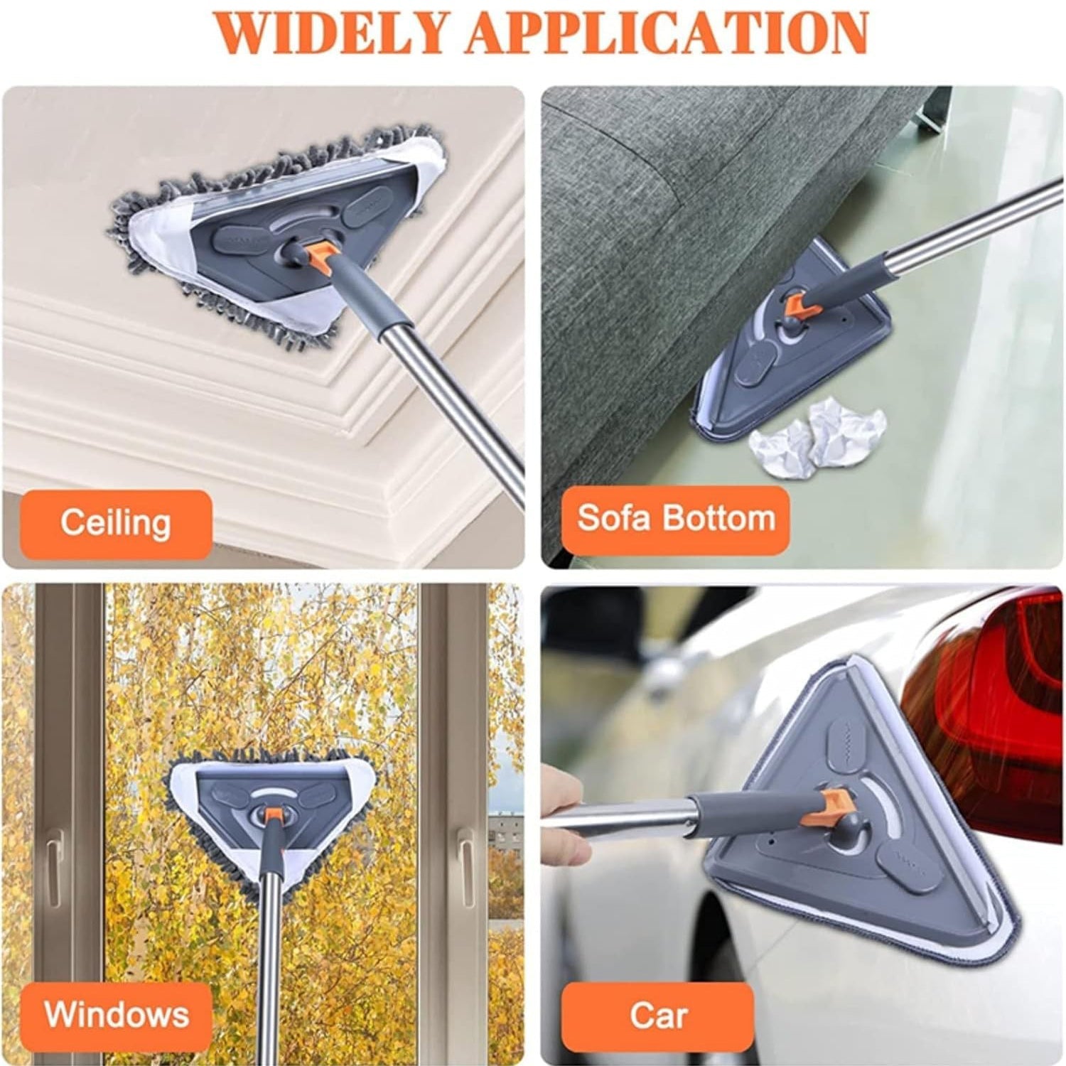 Long-handled wall cleaning mop