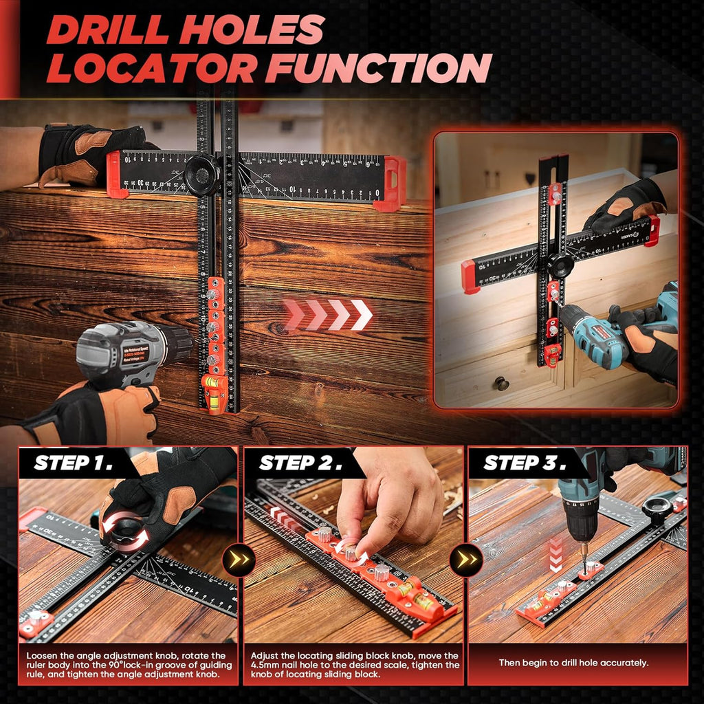 4 in 1 Drilling Positioning Ruler