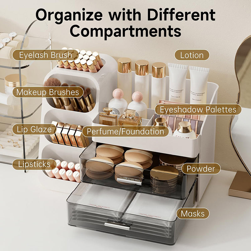 Elegant Vanity Makeup Storage Organizer Box