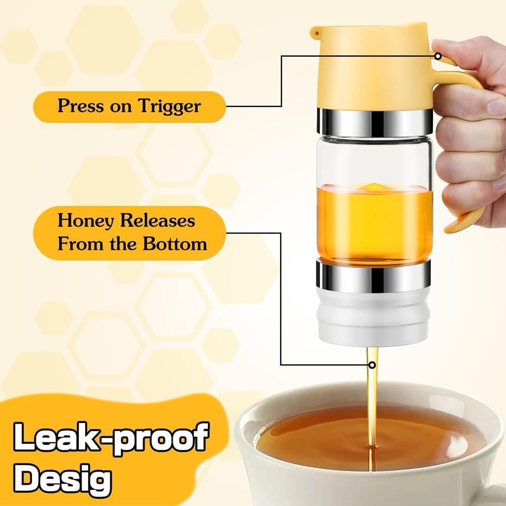 Glass Honey Syrup Dispenser Jar