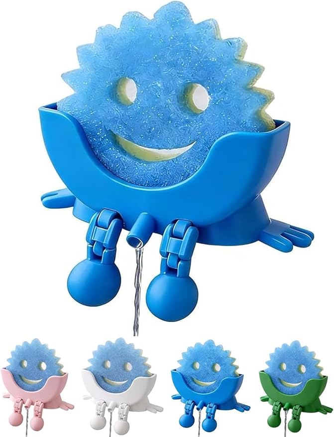 Cute Smiling Sponge Holder With Drainage