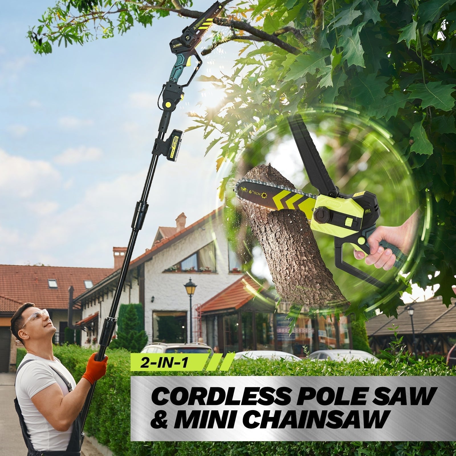Cordless Pole Saw and Mini Chainsaw