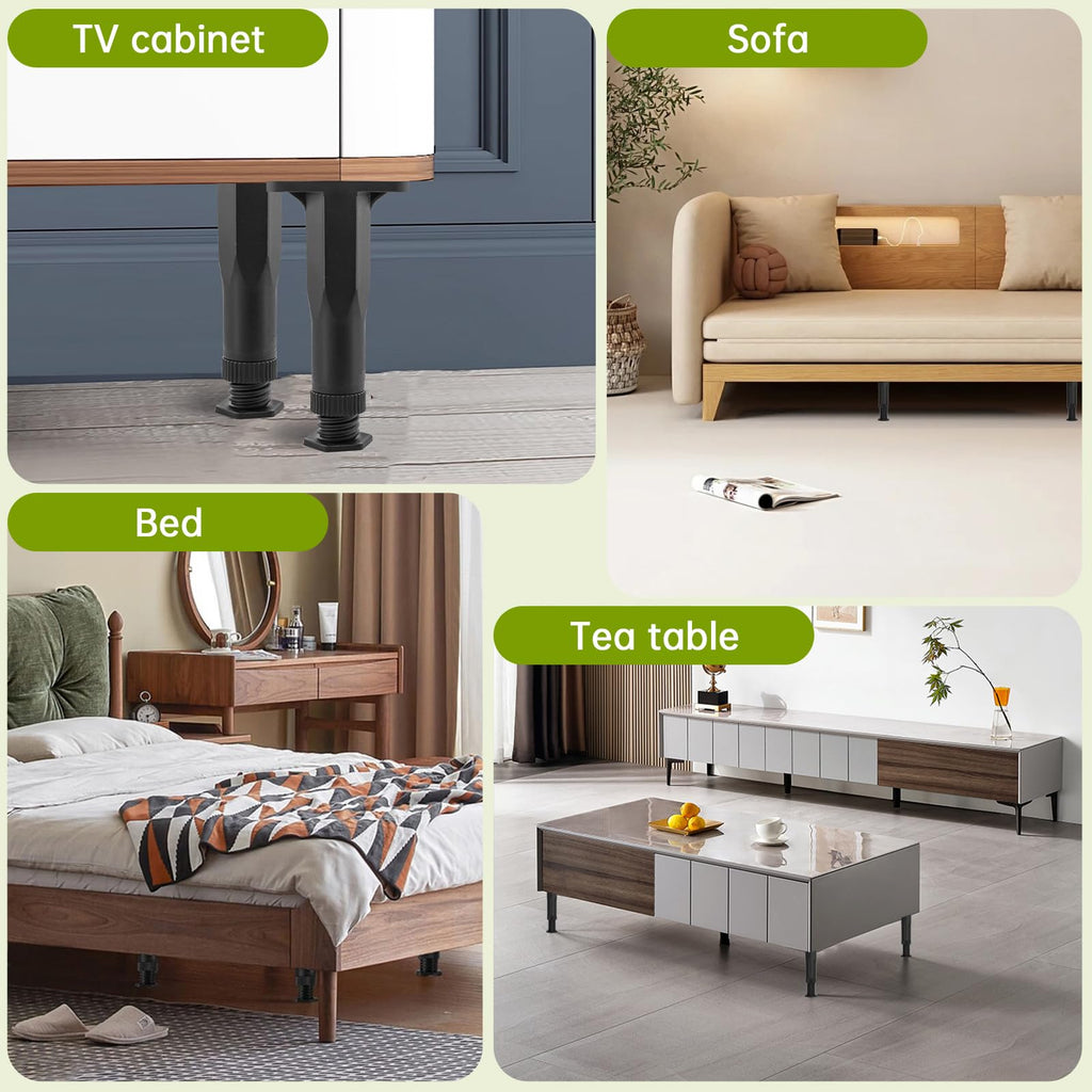 6 Pcs Adjustable Height Bed Support Legs
