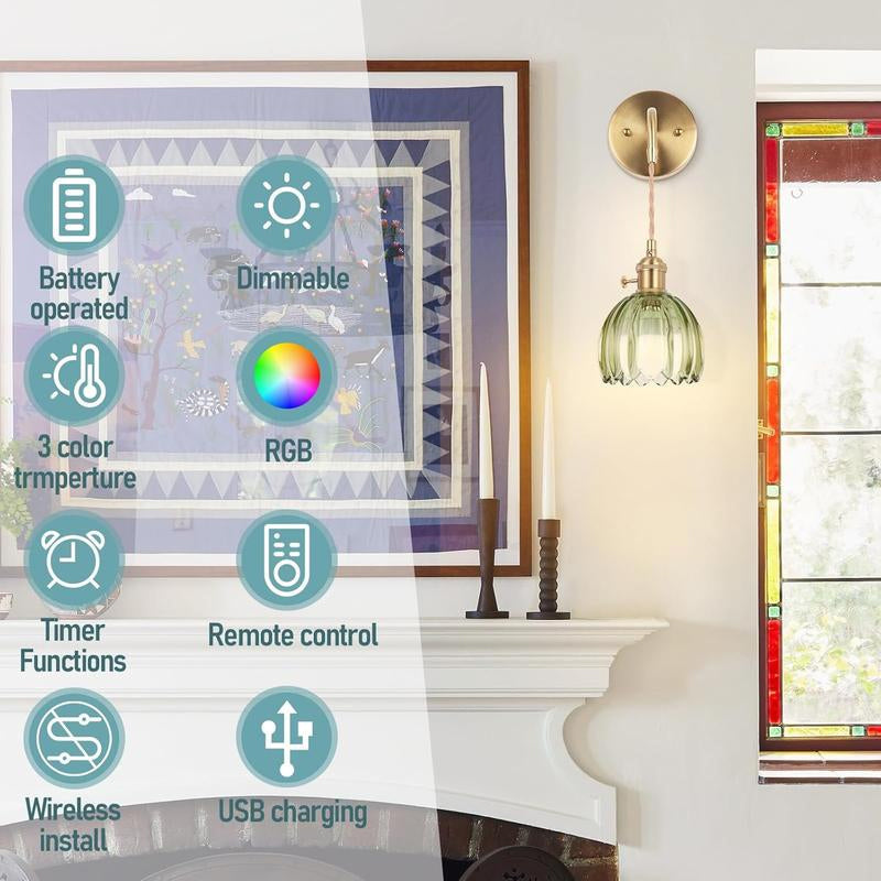 Battery-Powered RGB Wall Sconce Set
