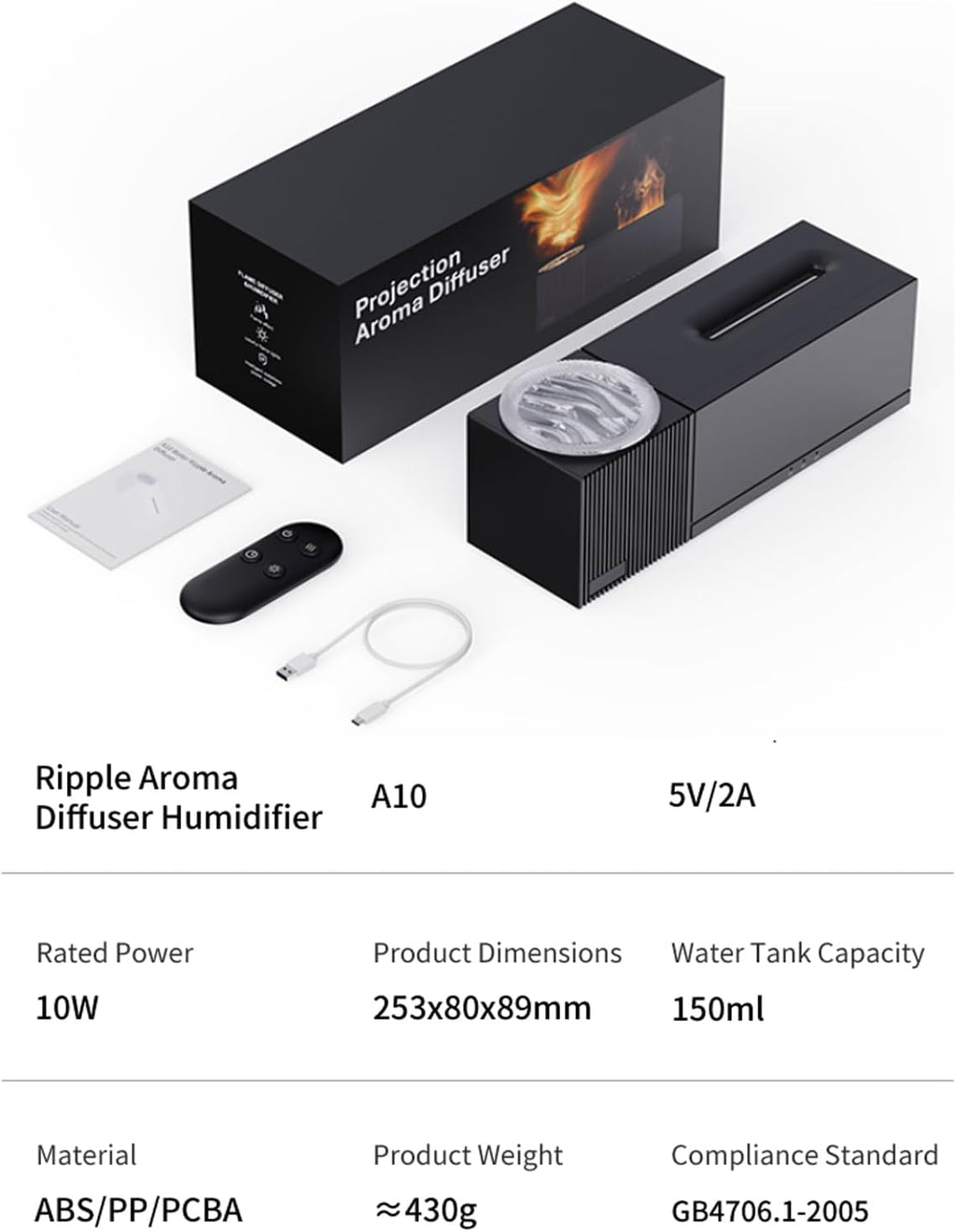 Flame Aroma Diffuser With Projection