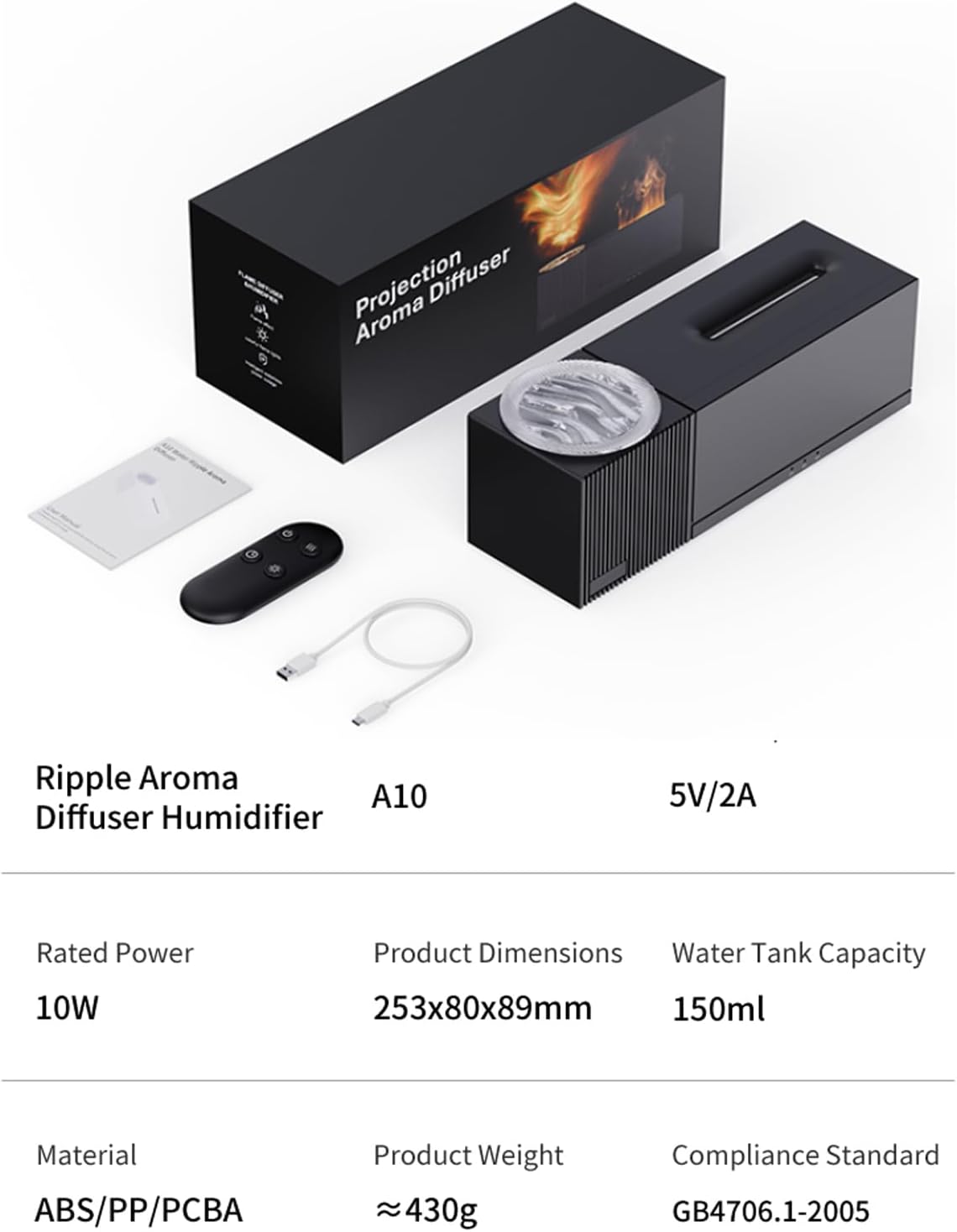 Flame Aroma Diffuser With Projection