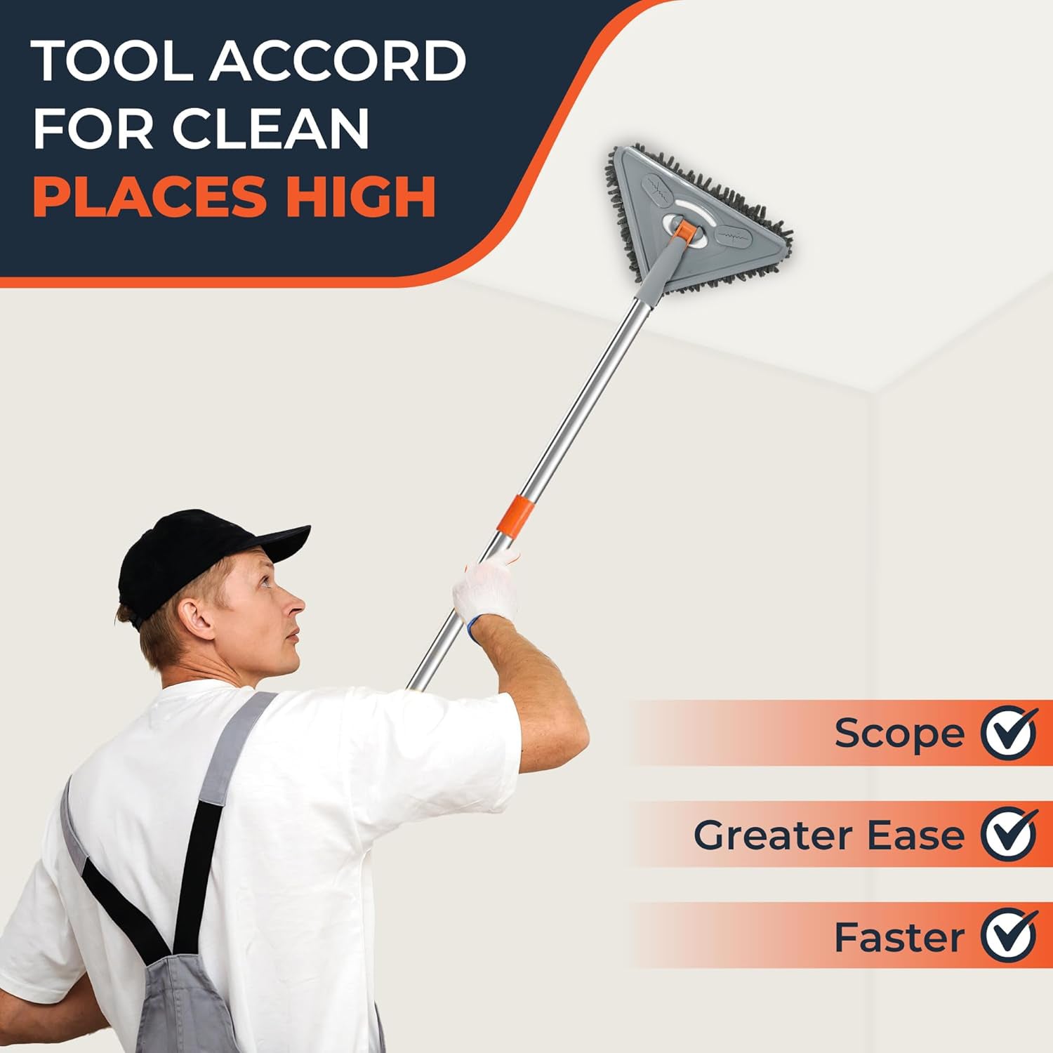 Long-handled wall cleaning mop