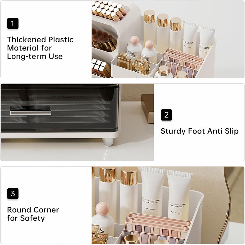 Elegant Vanity Makeup Storage Organizer Box