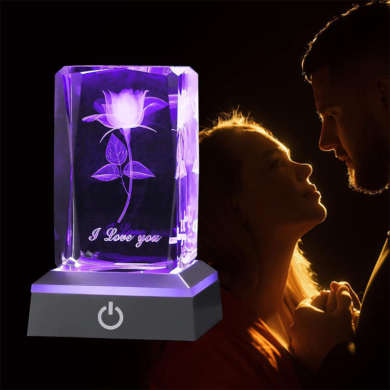 3D Rose Crystal Night Lamp