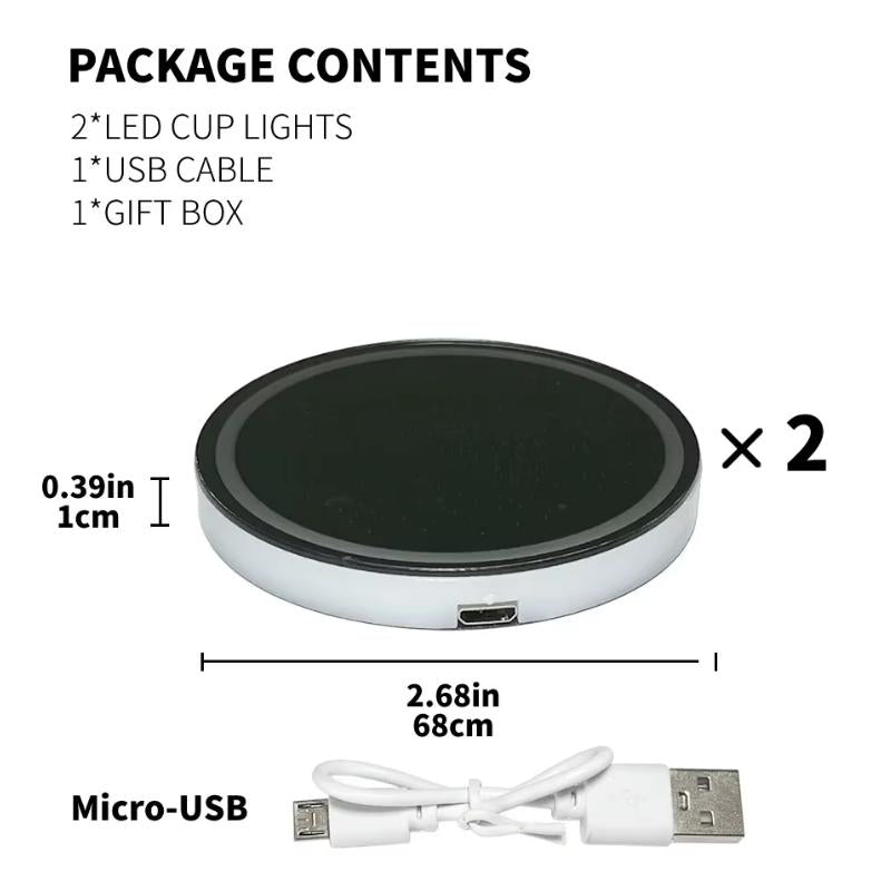 Car LED Cup Holder Mat 2PCS