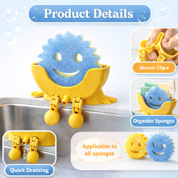 Cute Smiling Sponge Holder With Drainage