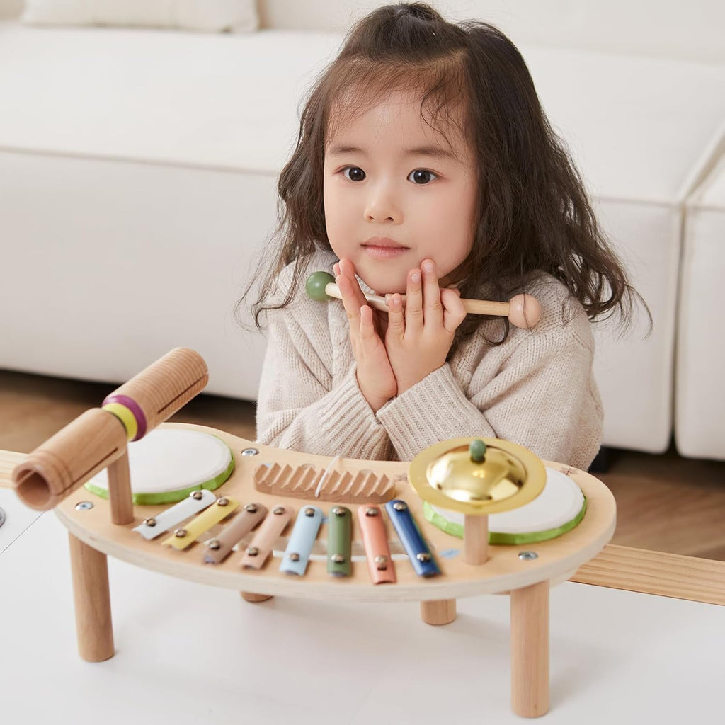 7 In 1 Wooden Kids Drum Set