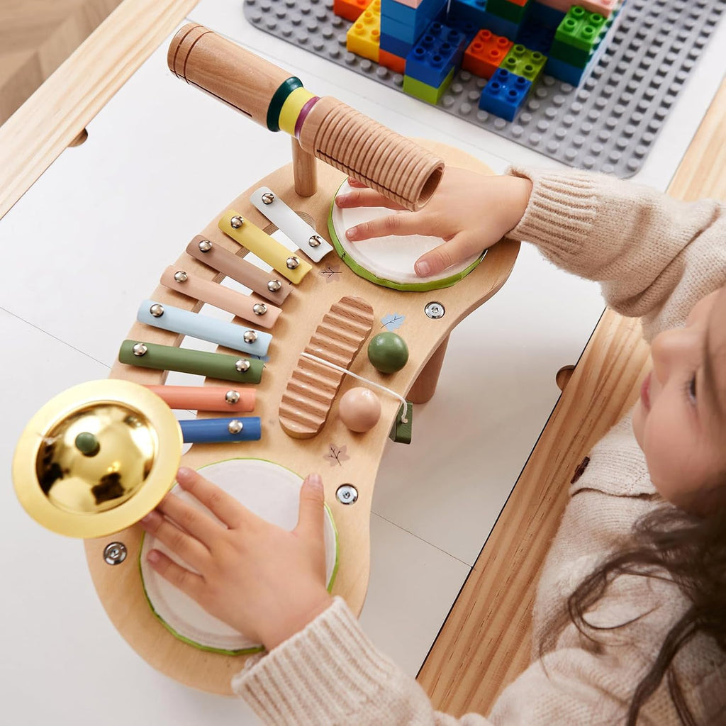 7 In 1 Wooden Kids Drum Set