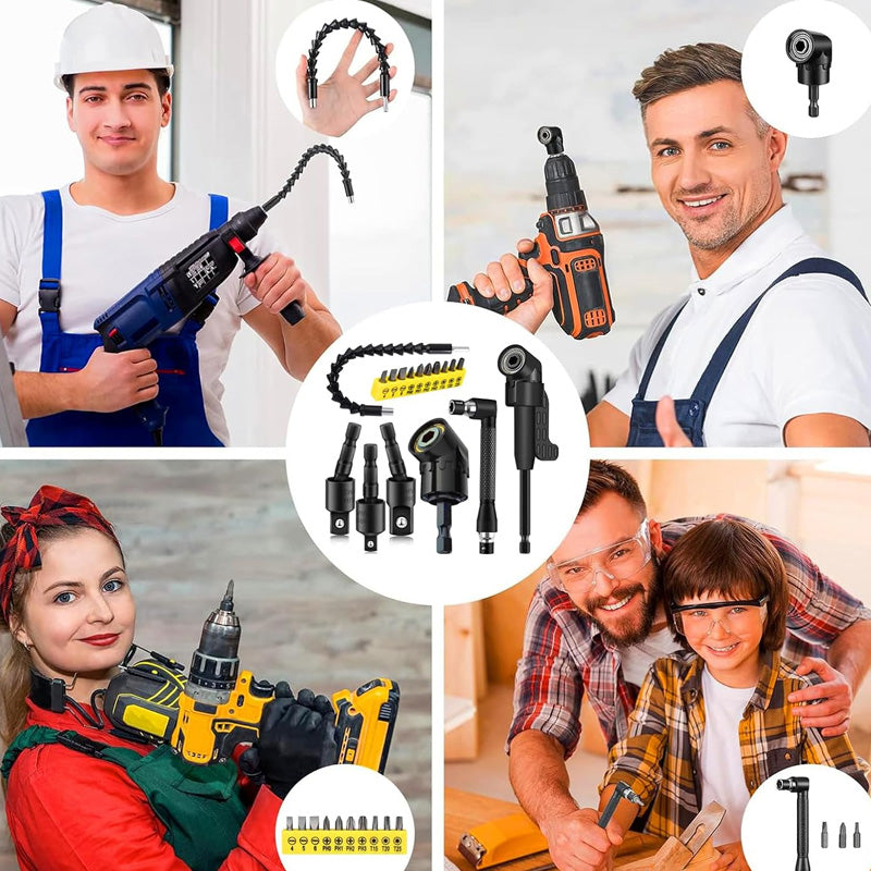 17Pcs Flexible Right Angle Drill Attachment