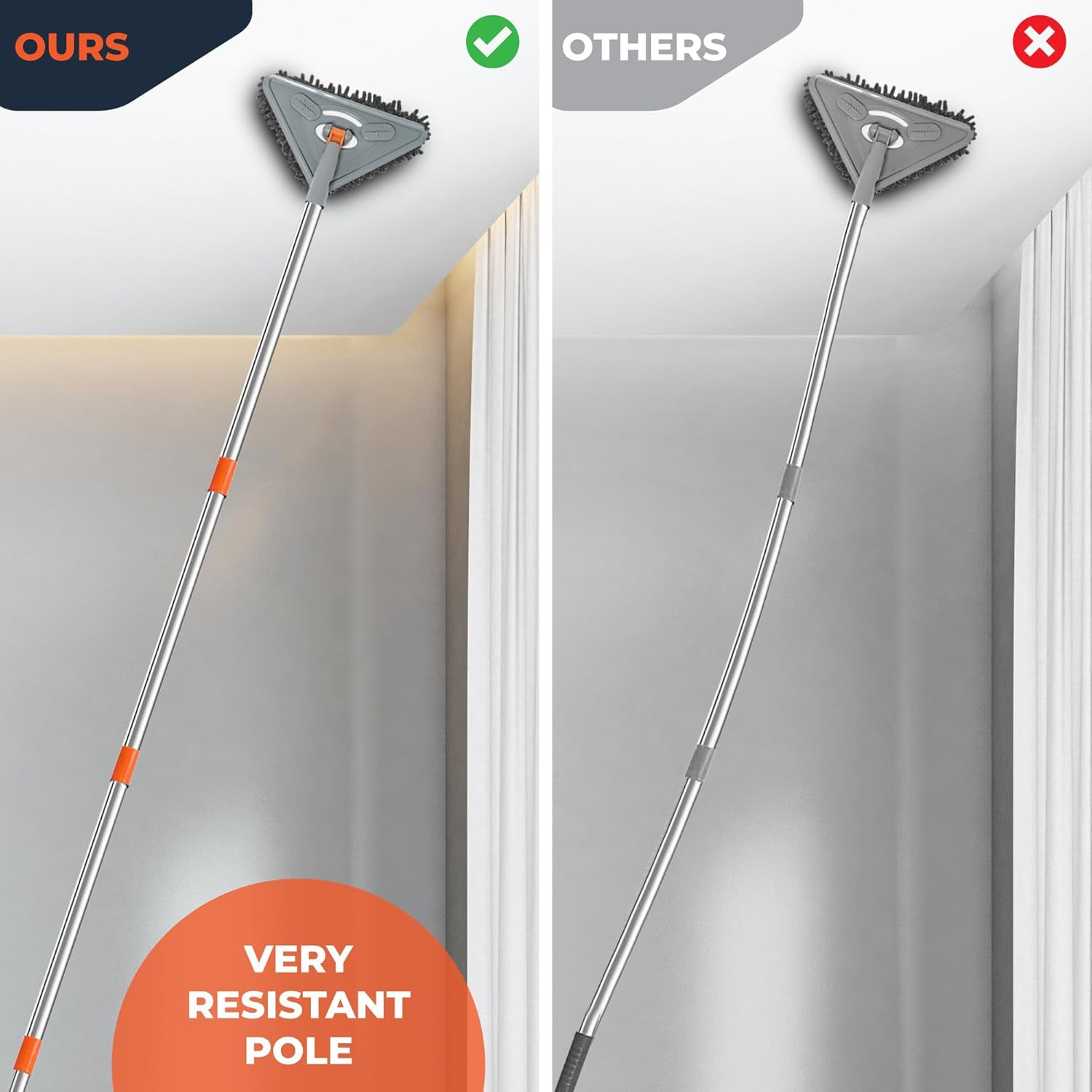 Long-handled wall cleaning mop