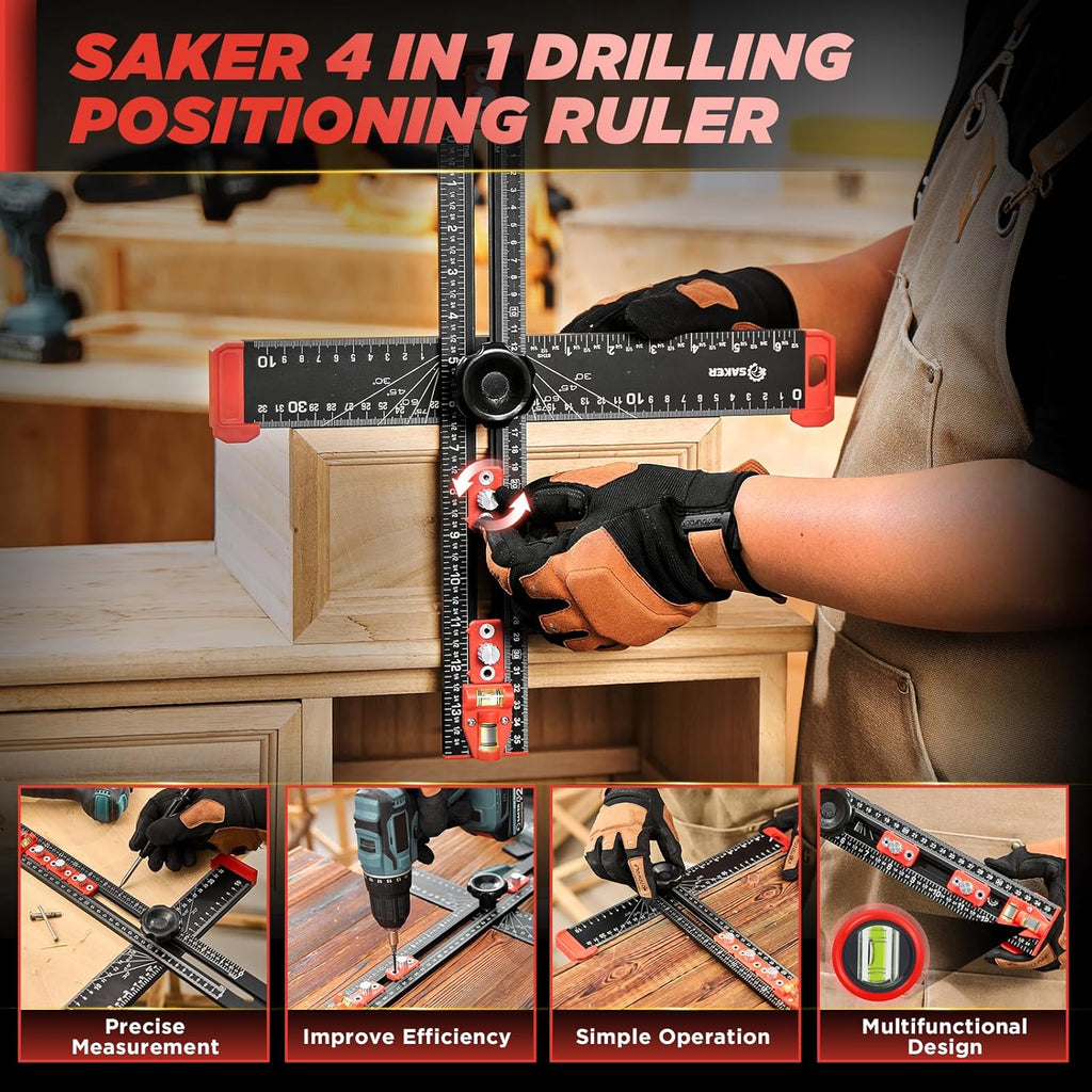 4 in 1 Drilling Positioning Ruler