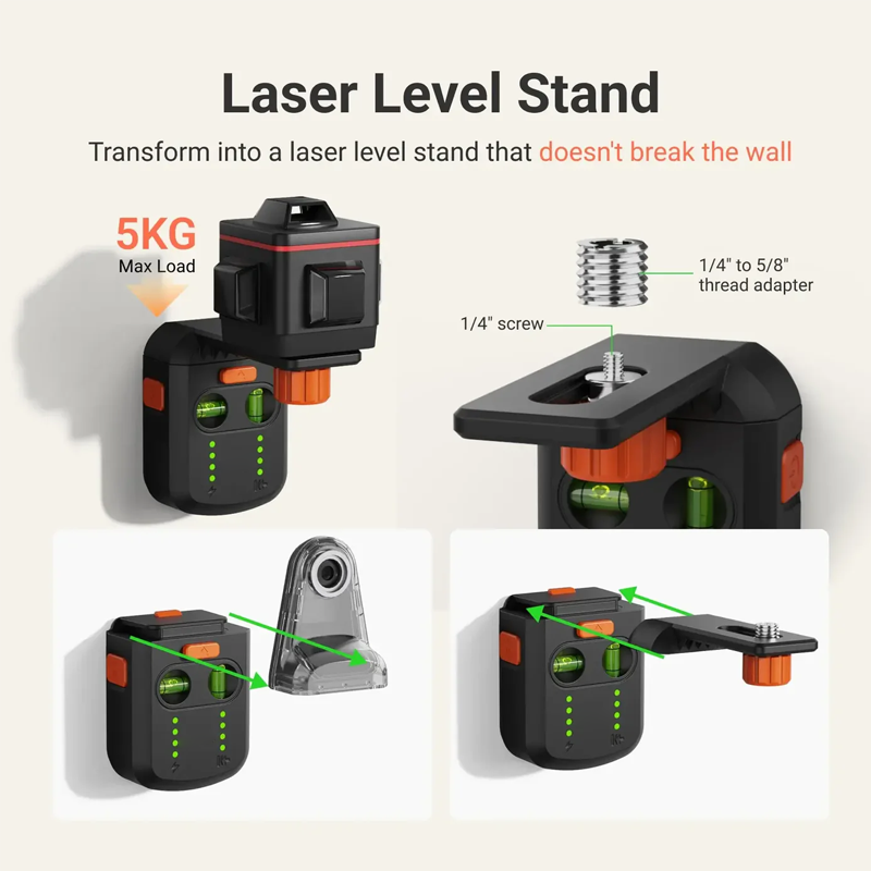 ® 3-in-1 Laser Level Tool with Drill Dust Collector
