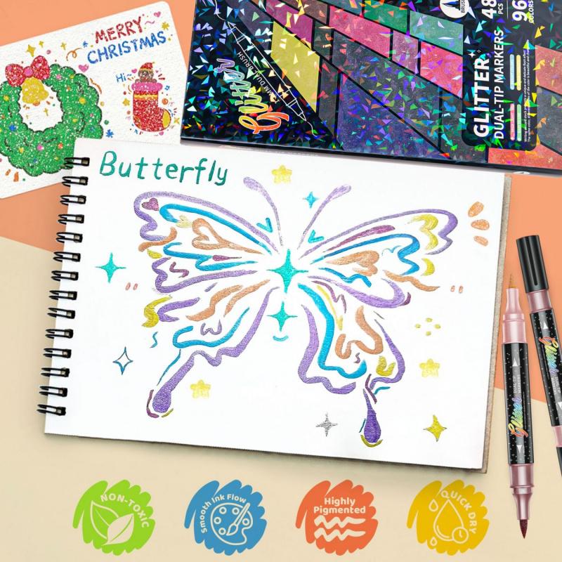 Glitter Markers Dual Tip Set