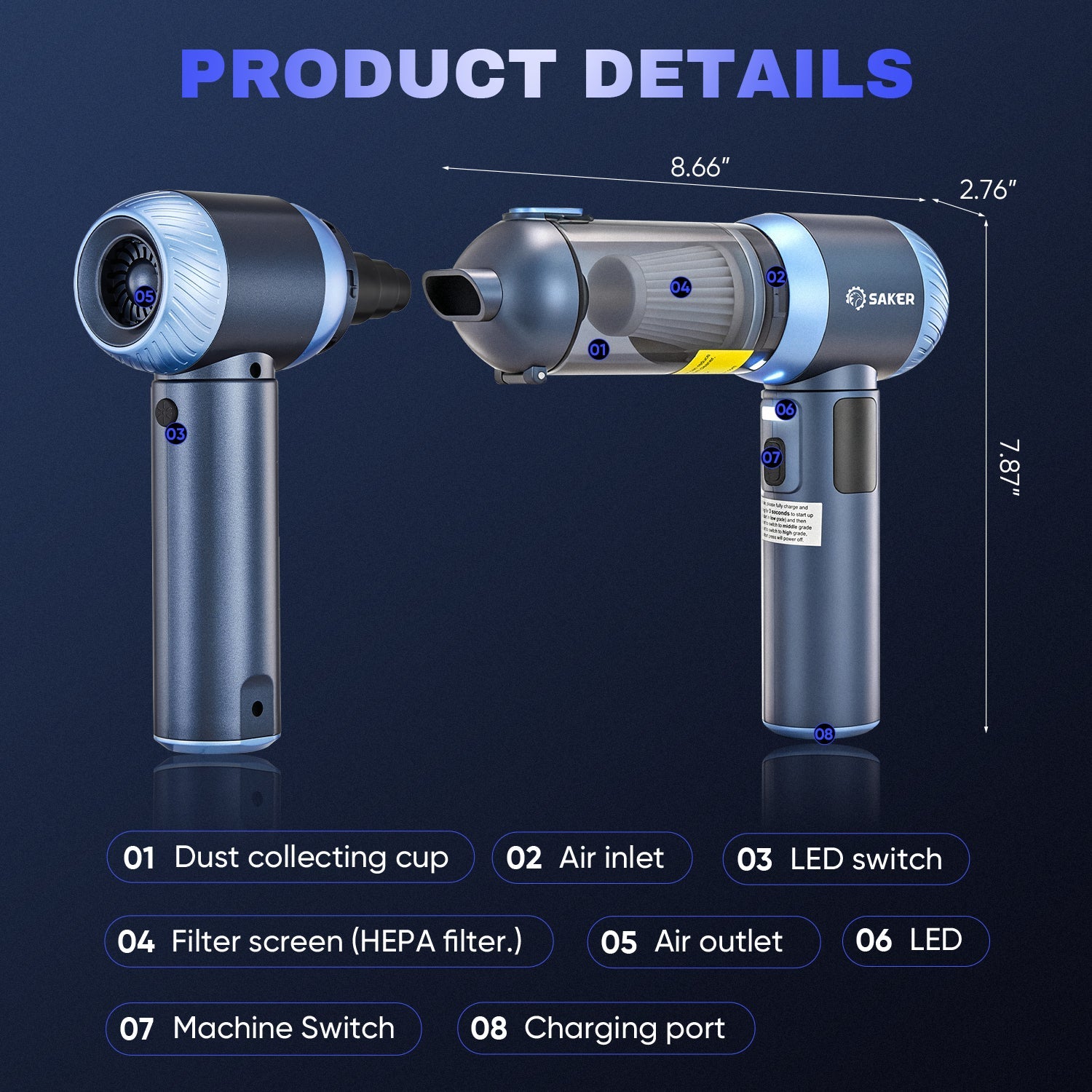 4 in 1 Handheld Car Vacuum