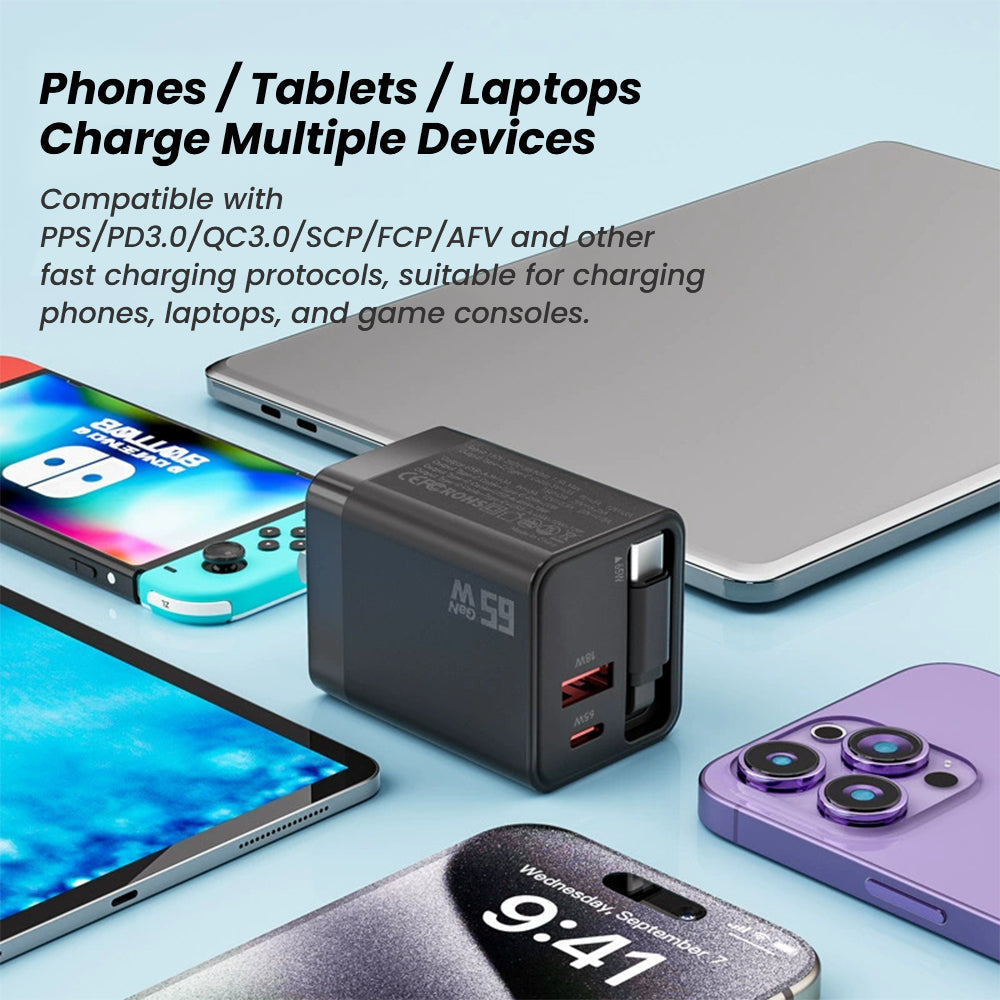 Compact Dual Retractable USB Charger