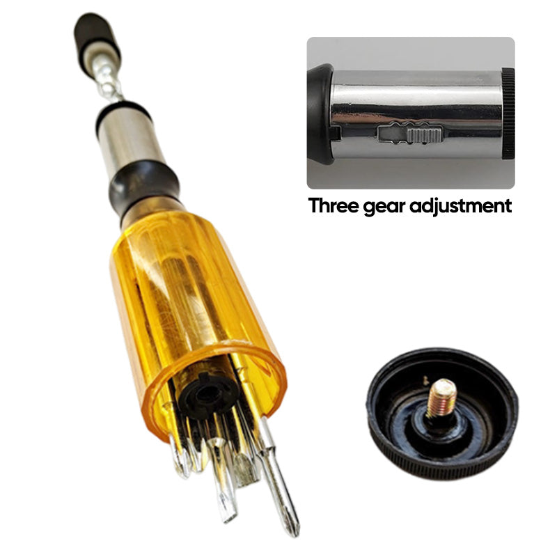 Push Pull Ratchet Screwdriver With 5 Screwdriver Heads