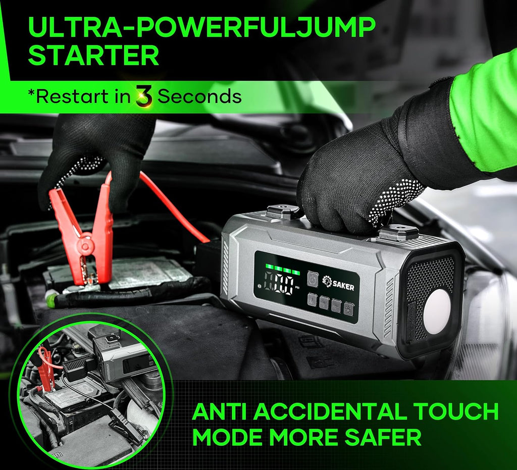 Jump Starter with Air Compressor 6-in-1 Multifunctional