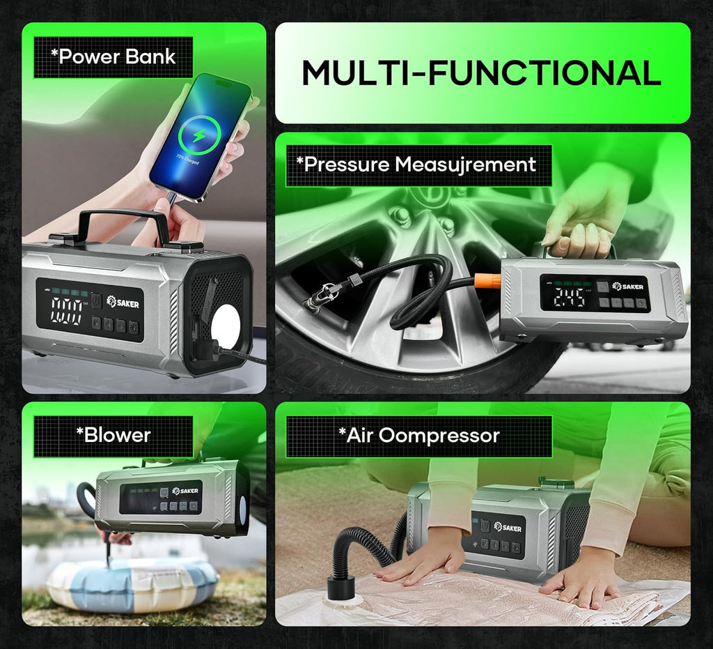 Jump Starter with Air Compressor 6-in-1 Multifunctional