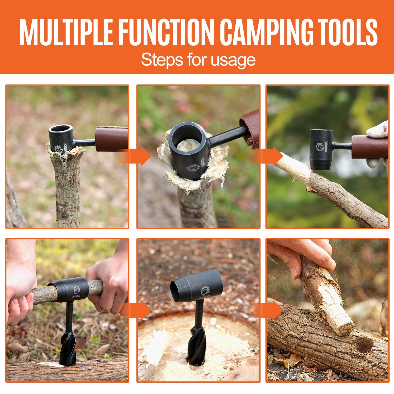 Portable Multi-Tool for Outdoor Adventures - ® Upgrade Bushcraft Hand Auger Wrench