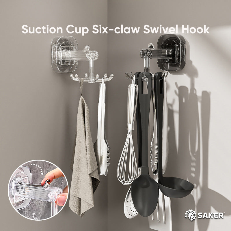 ® Suction Cup Six-Claw Swivel Hook