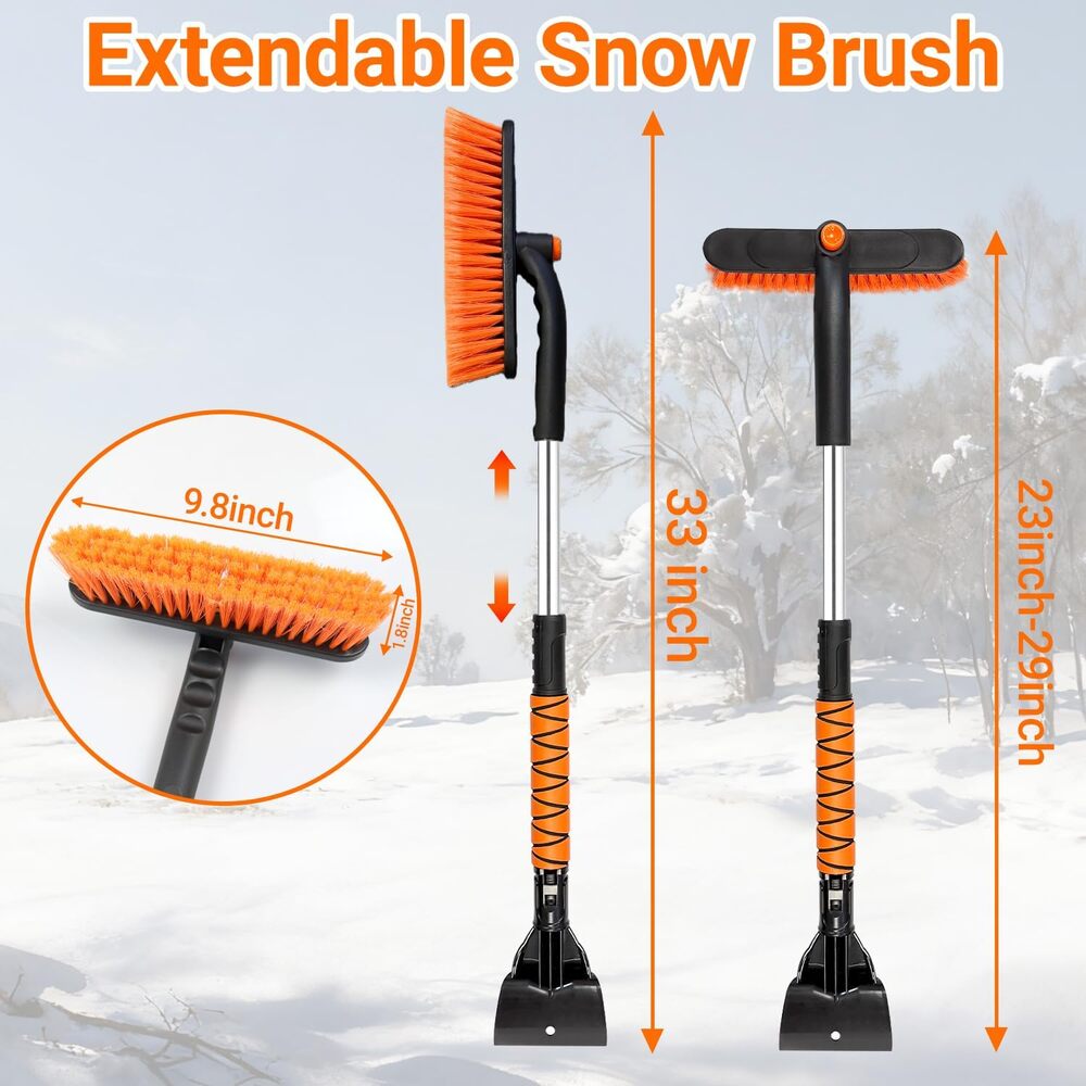 3-in-1 Extendable Snow Brush Ice Scraper