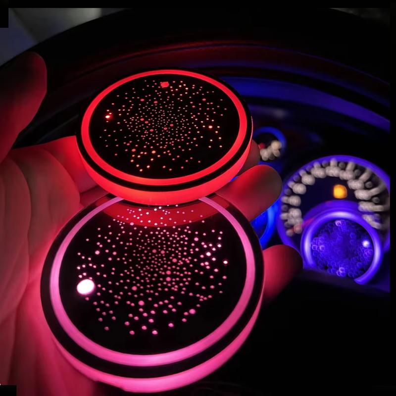 Car LED Cup Holder Mat 2PCS