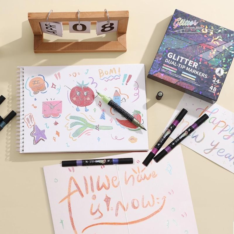 Glitter Markers Dual Tip Set