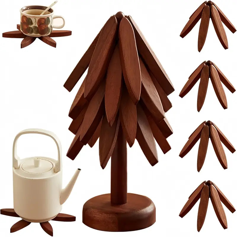 Wooden Tree Trivets For Hot Dishes 4pcs