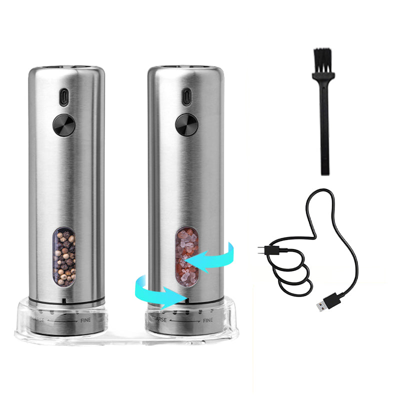 Electric Salt and Pepper Grinder Set with Charging Base