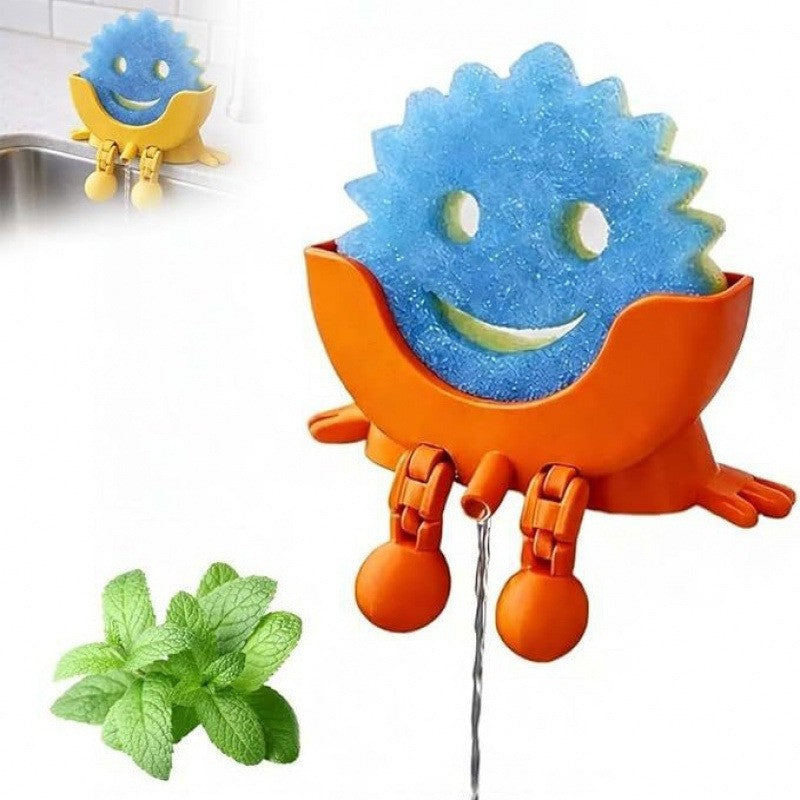 Cute Smiling Sponge Holder With Drainage