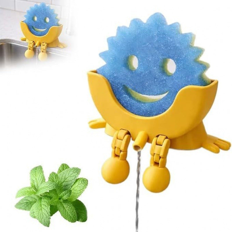 Cute Smiling Sponge Holder With Drainage