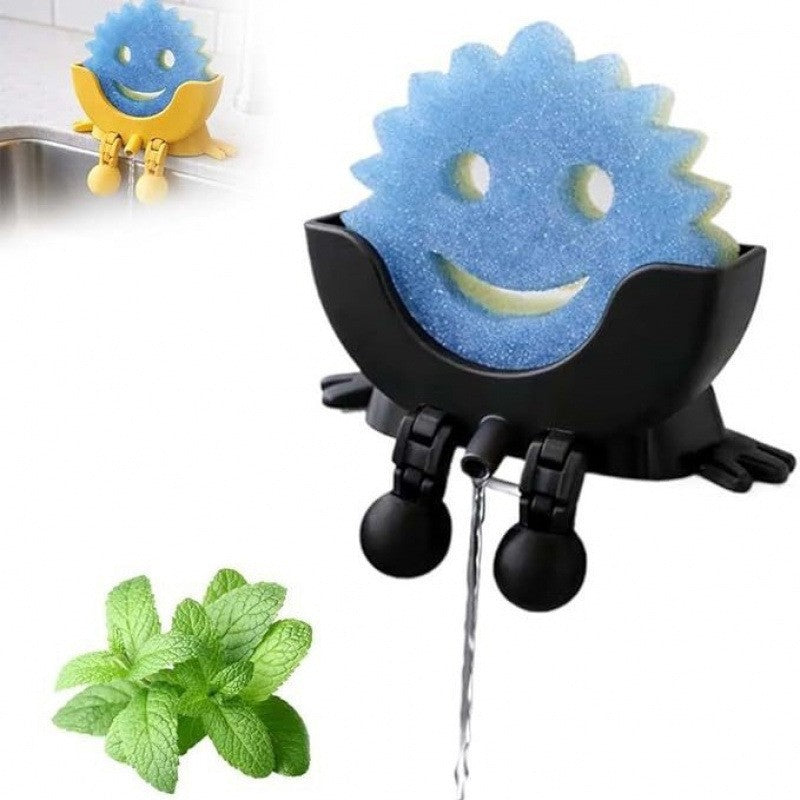 Cute Smiling Sponge Holder With Drainage