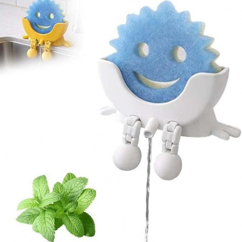 Cute Smiling Sponge Holder With Drainage