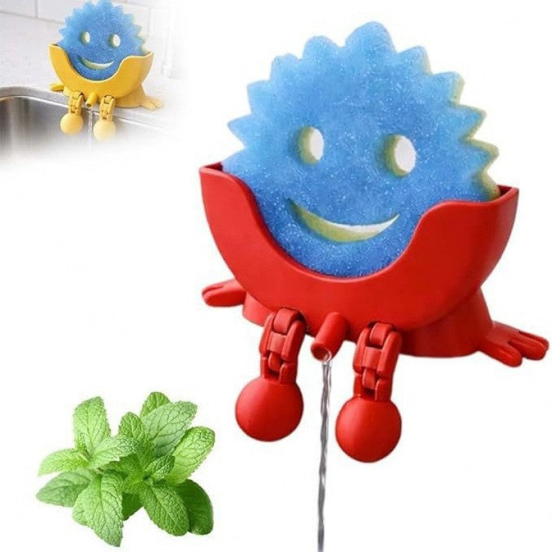 Cute Smiling Sponge Holder With Drainage