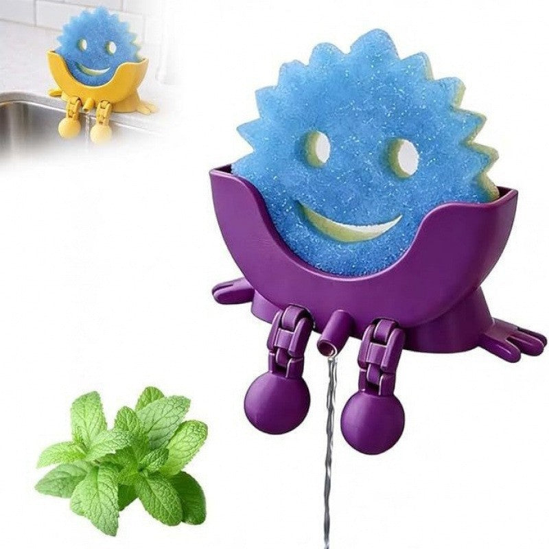 Cute Smiling Sponge Holder With Drainage