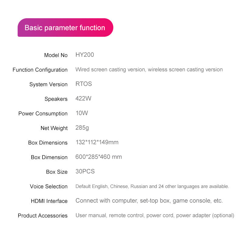 Wireless Bluetooth Projector