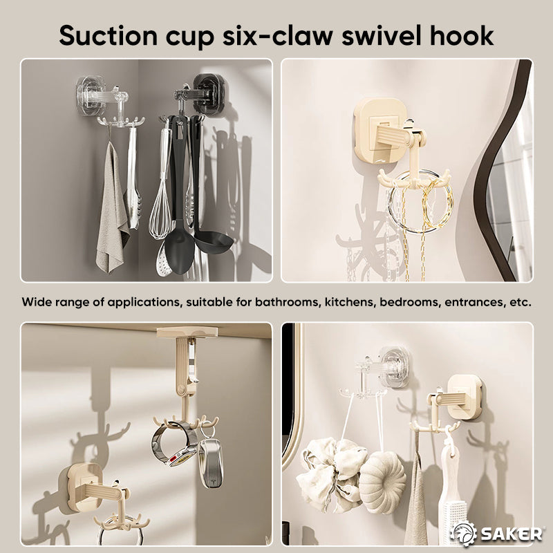 ® Suction Cup Six-Claw Swivel Hook