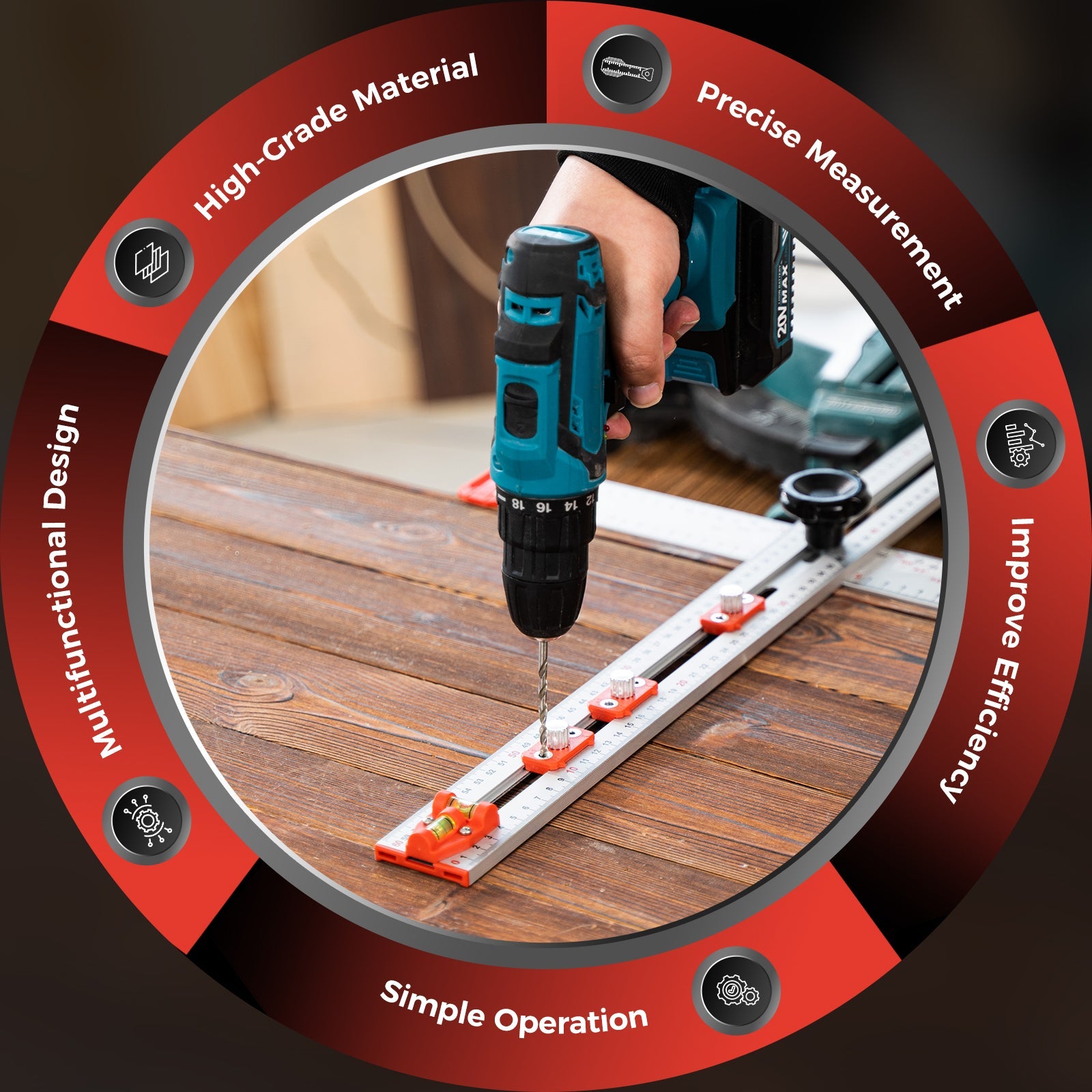 ® Accurate Hole Position Marker - ® 4 in 1 Drilling Positioning Ruler