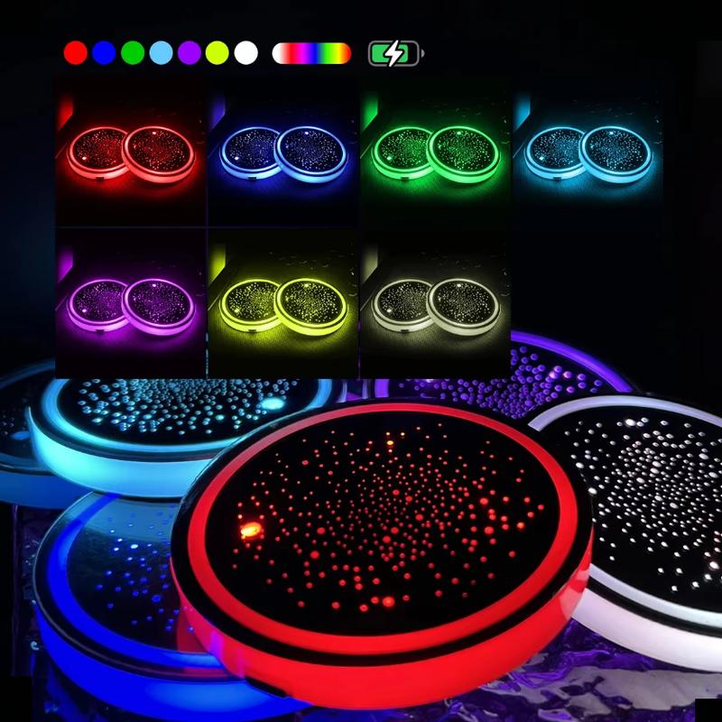 Car LED Cup Holder Mat 2PCS